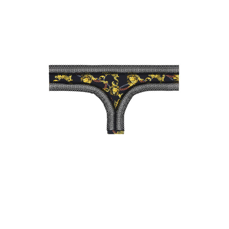 Tanga micro print fleuraliz noir.