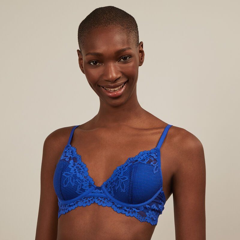 Soutien-gorge ampliforme en dentelle -bleu roi Soutien-gorge ampliforme en dentelle -bleu roi ;