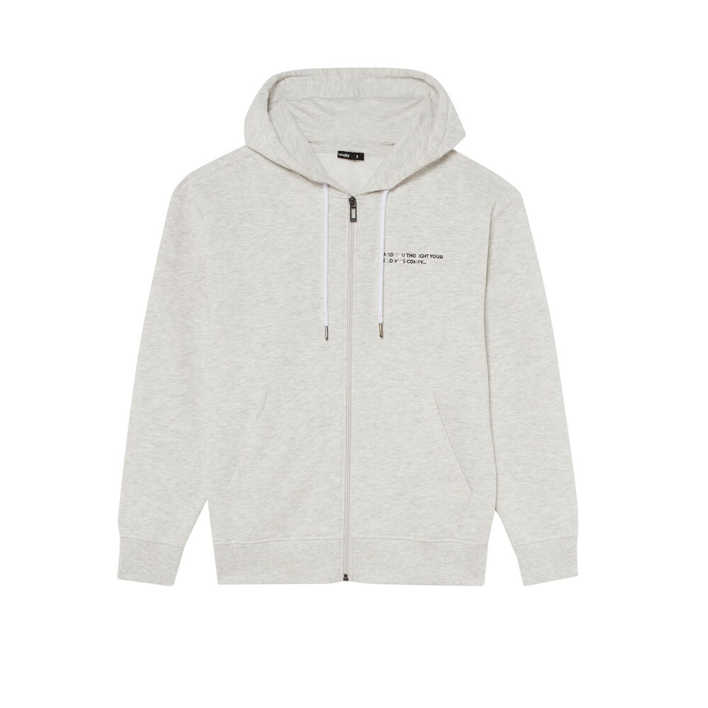 Veste zippée à capuche à message - écru ecru.