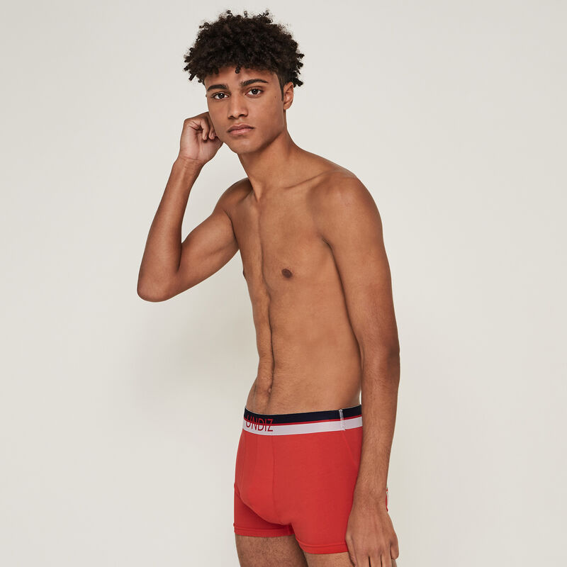 Boxer en coton imprimé pizza - rouge Boxer en coton imprimé pizza - rouge ;