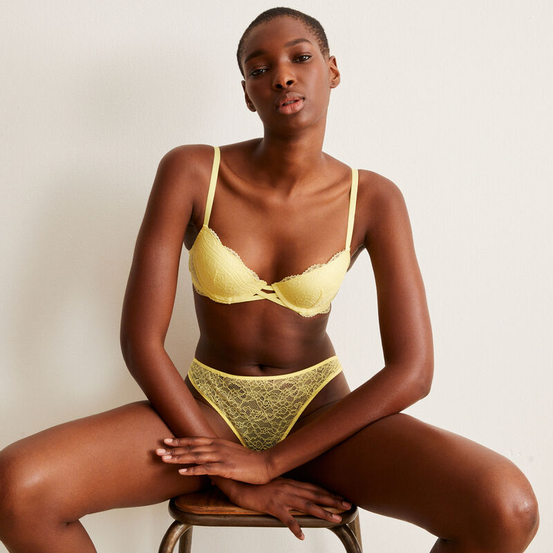 soutien-gorge push-up en dentelle - jaune soutien-gorge push-up en dentelle - jaune;