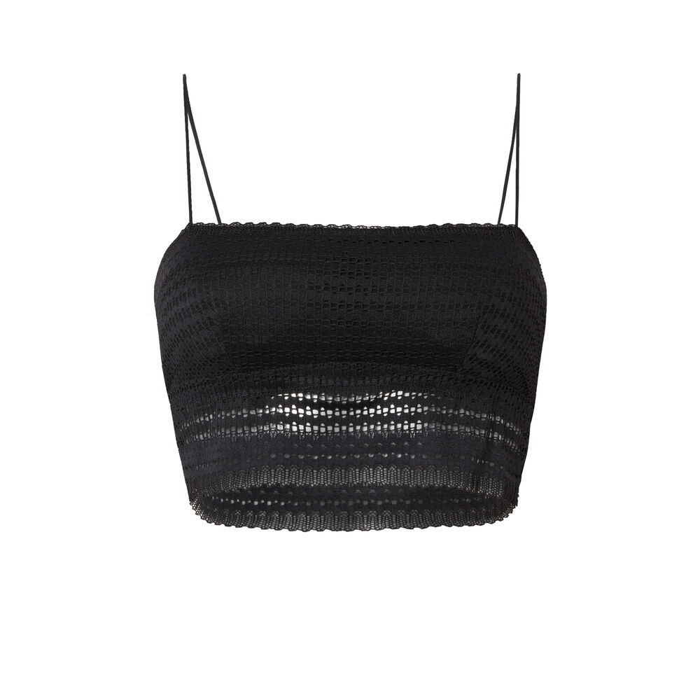 Bandeau en dentelle bretelles spaghetti - noir noir.