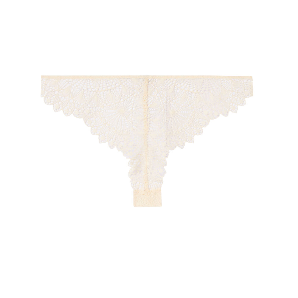 Tanga en dentelle à détail bijou - écru ecru.