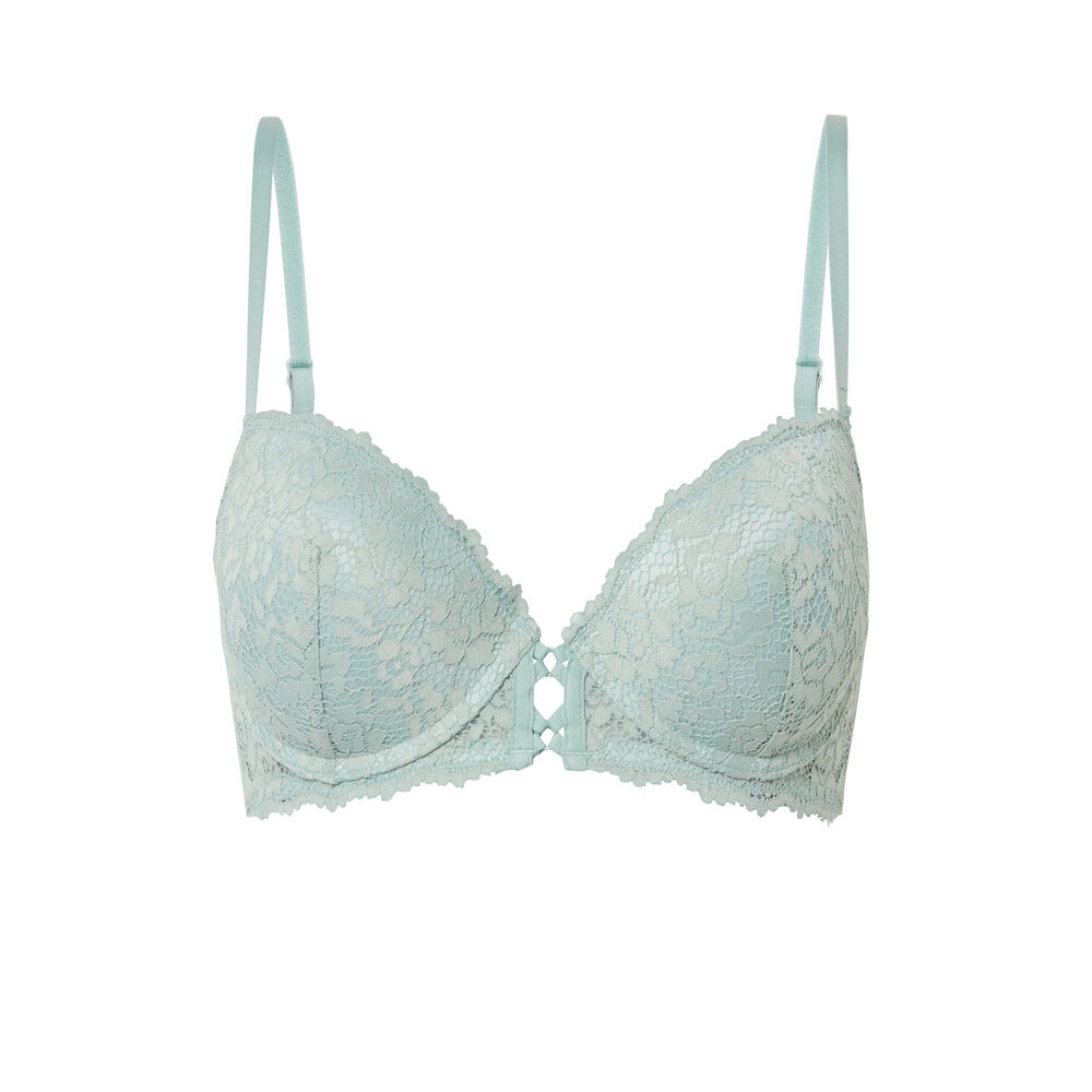 Soutien-gorge push-up en dentelle fleurie - lilas violet.