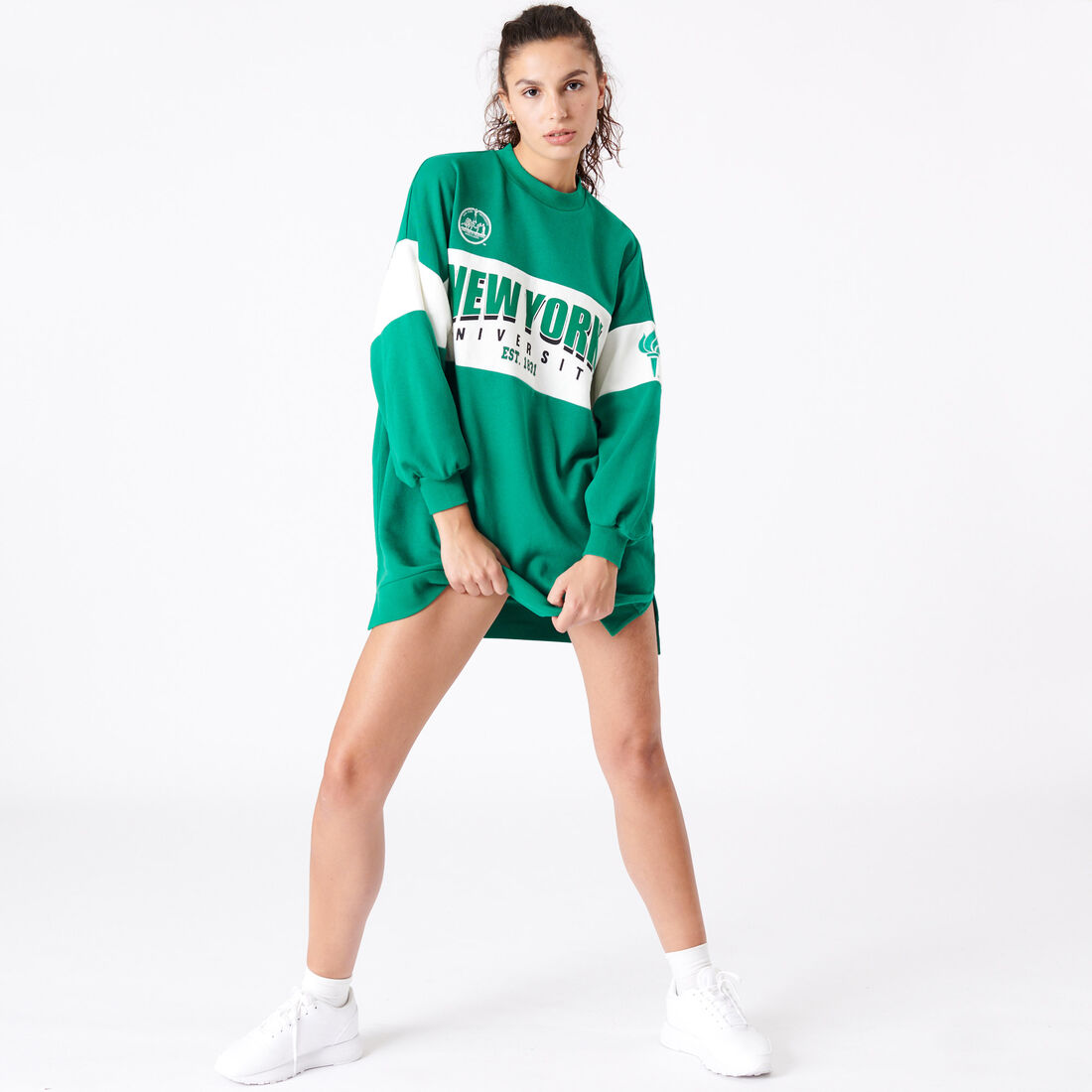 robe pull new york university vert bouteille Undiz