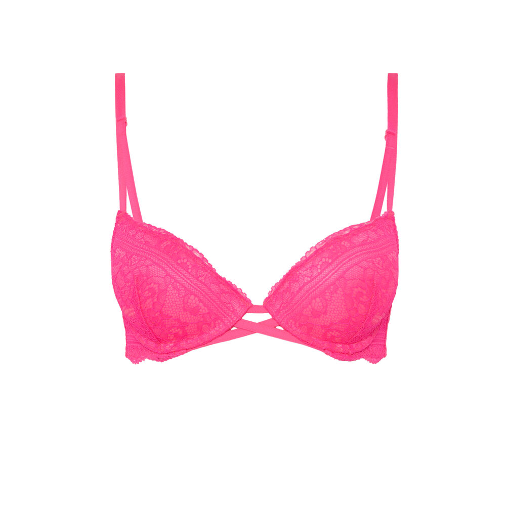 Soutien-gorge push-up en dentelle - rose rose.