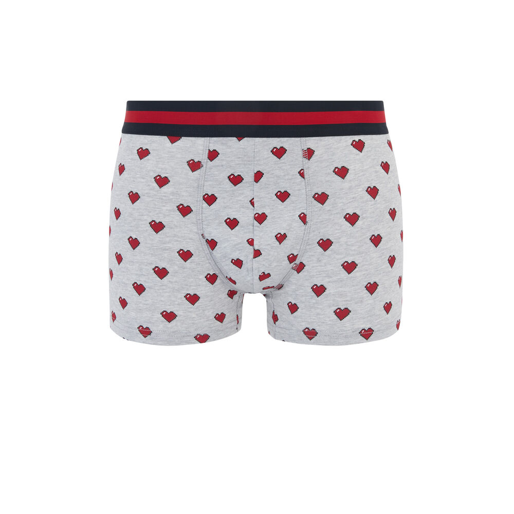 Boxer en coton print cœurs enggrandegueuliz gris.