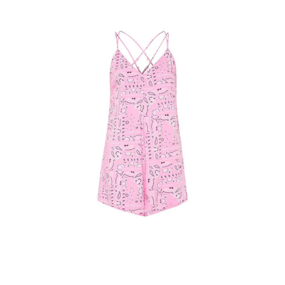 Combishort bretelles fines imprimé bandana - rose rose.