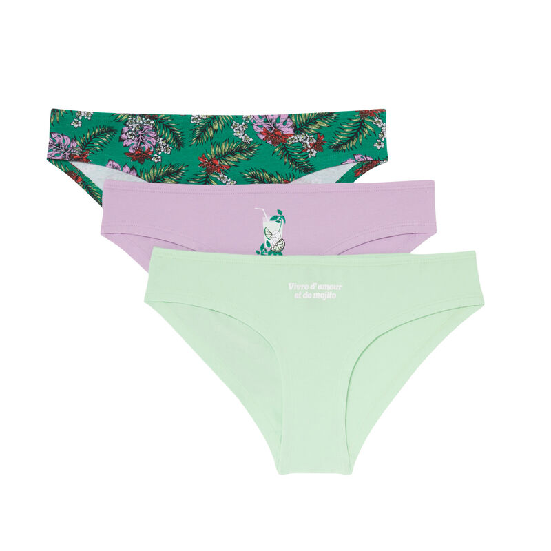 lot de 3 culottes mood tropiques - vert lot de 3 culottes mood tropiques - vert;