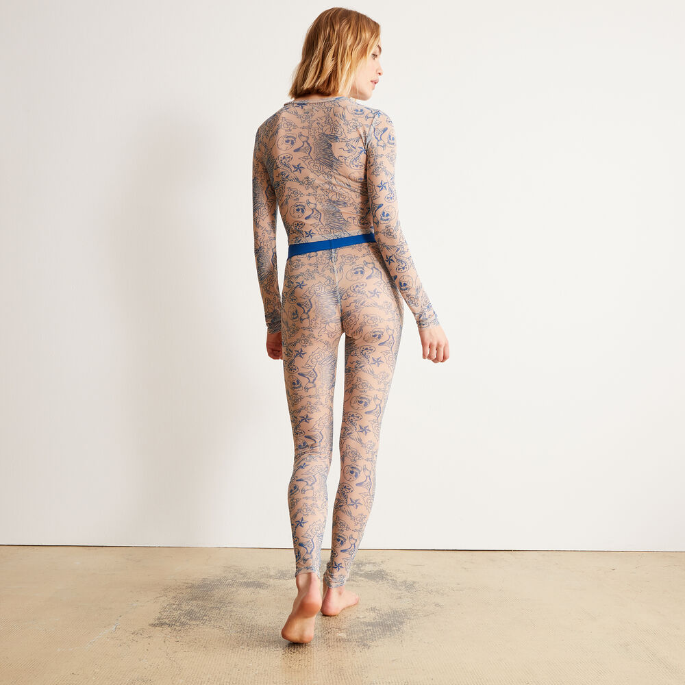 Top à manches longues effet tatoo bad baby - nude beige.