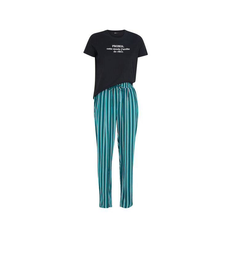Set pyjama top + pantalon à message newanniz noir.