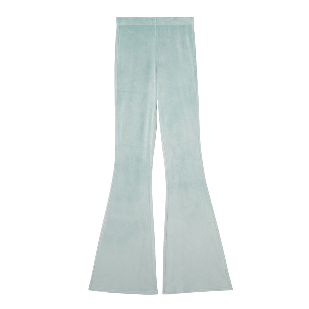 Pantalon taille haute pattes def en velours - vert d'eau vert.