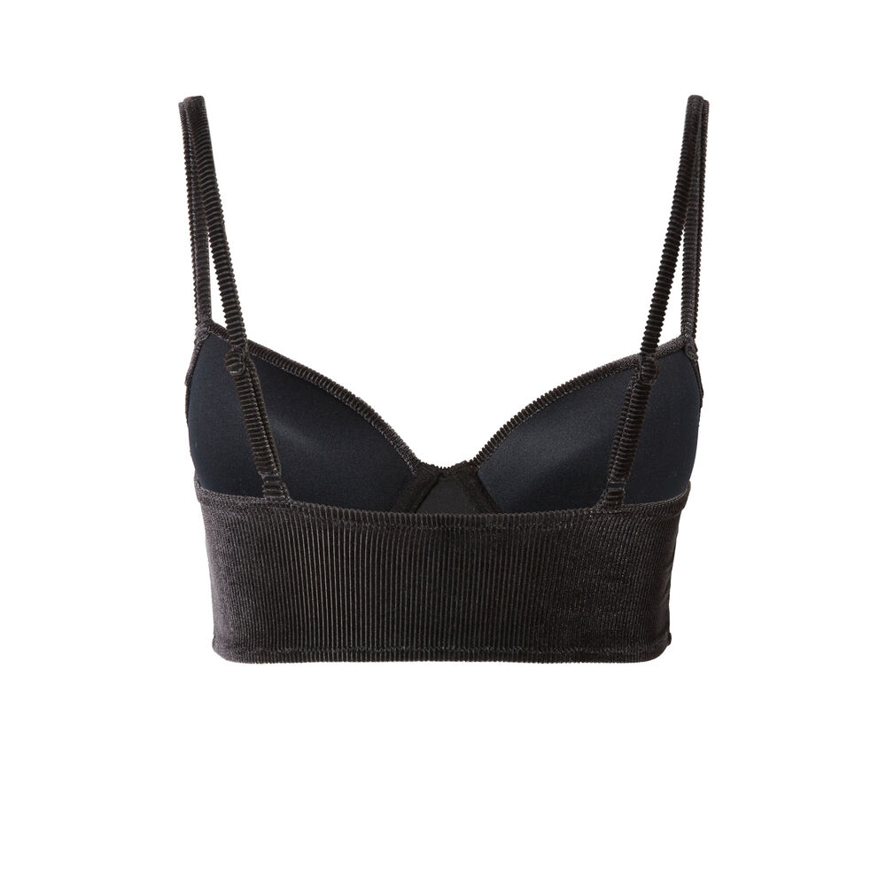 Haut de maillot bustier ampli en velours - noir noir.