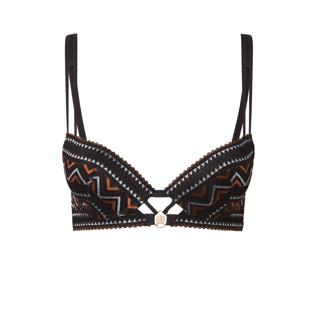 Soutien-gorge push-up à dentelle bicolore - noir noir.