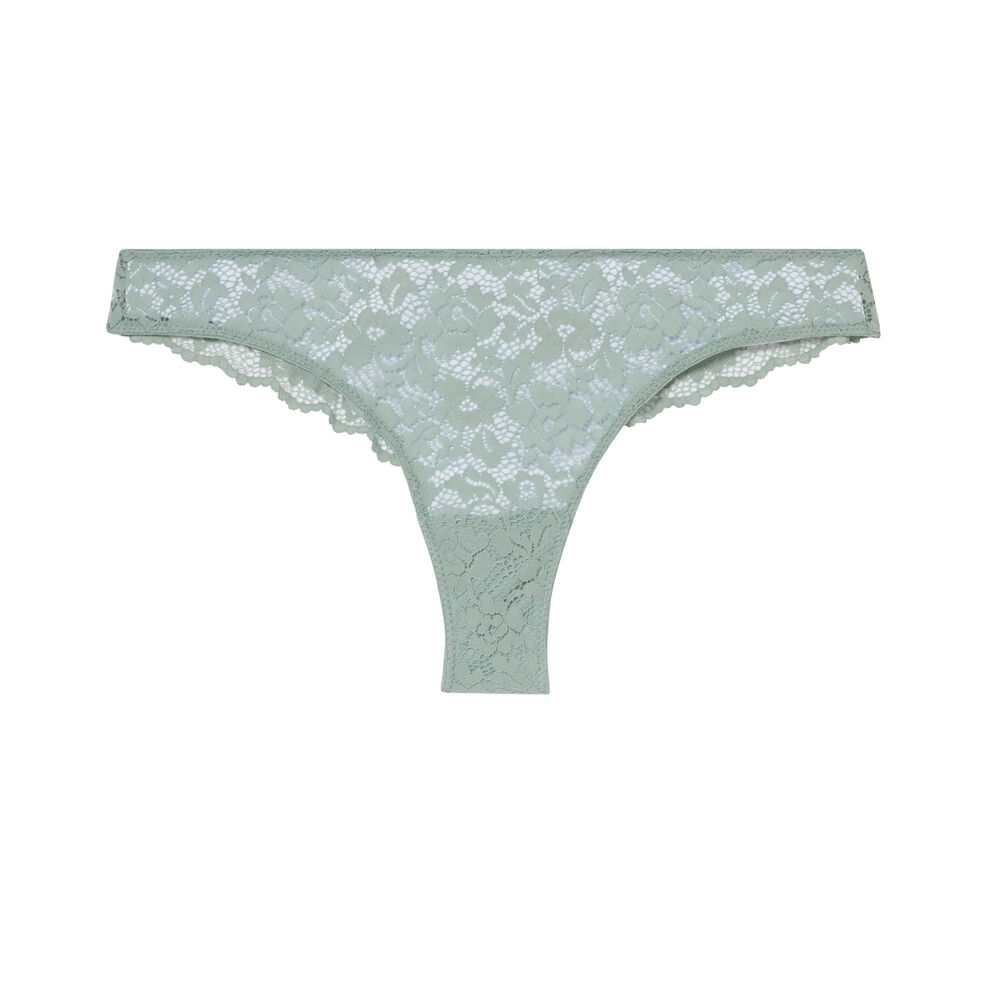 Tanga en dentelle fleurie - lilas violet.