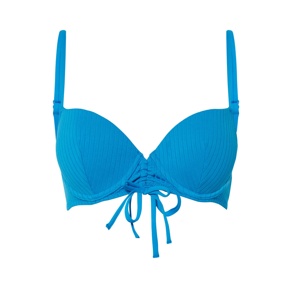 Haut de maillot push-up à détail liens - bleu bleu.