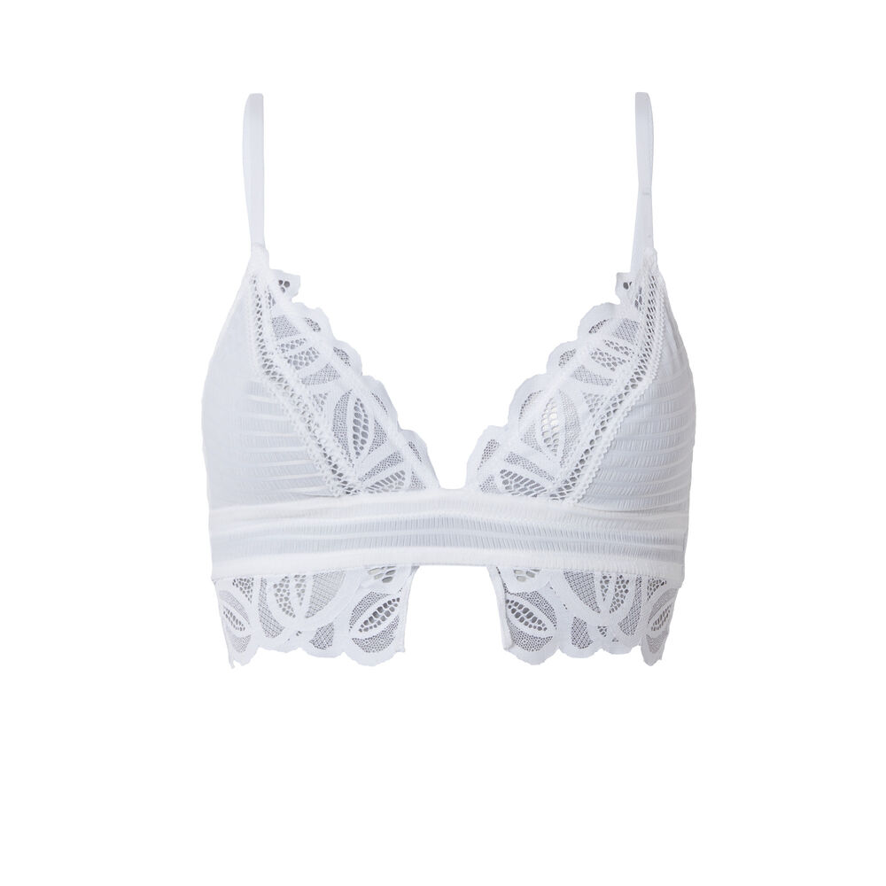 Soutien-gorge triangle duo de dentelles - blanc blanc.