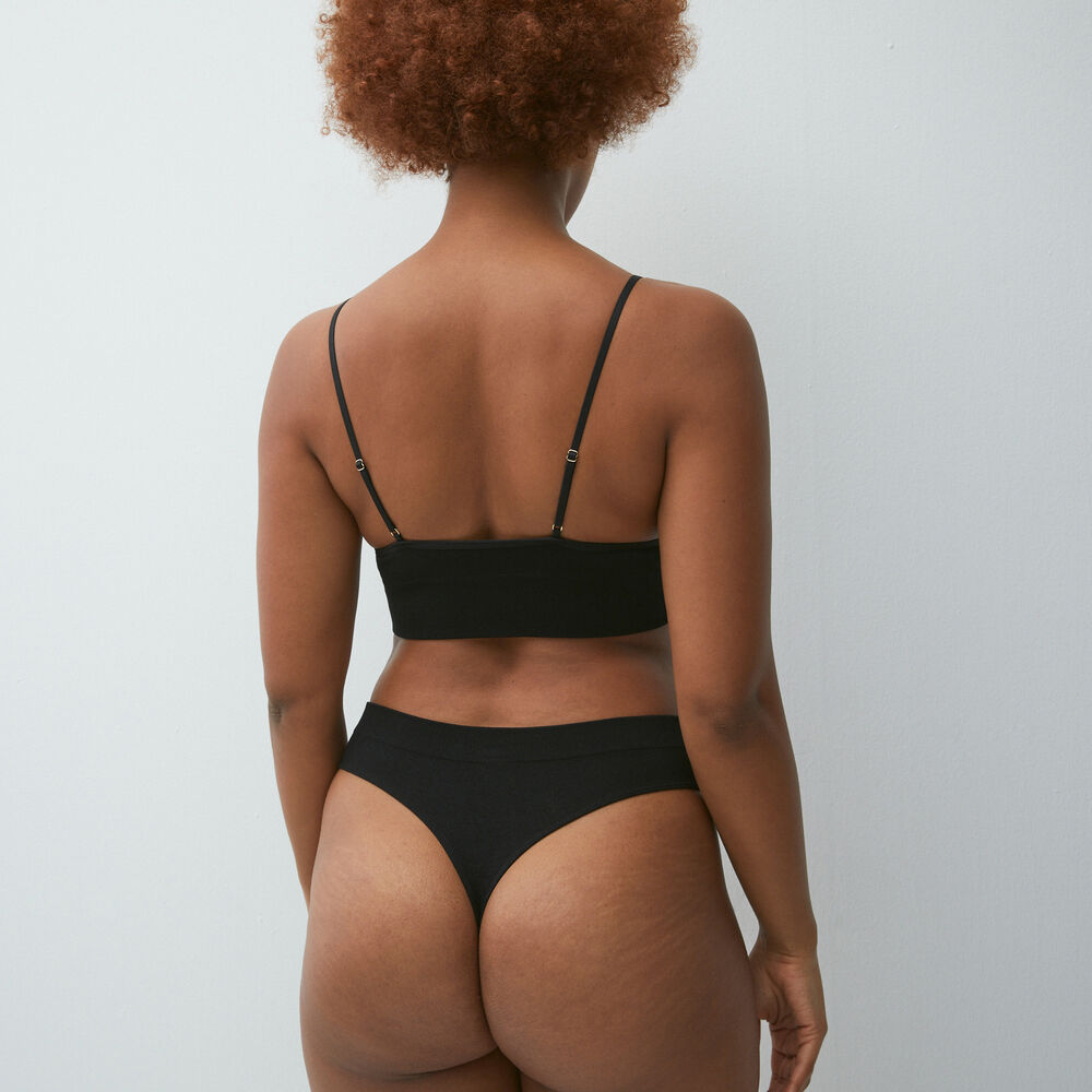 Soutien-gorge triangle cotelé sans armatures - noir noir.