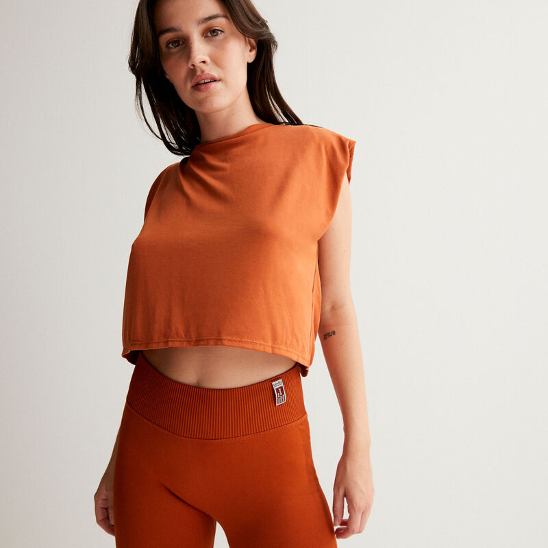 top dos nu noué à épaulettes - marron top dos nu noué à épaulettes - marron;