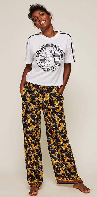 Pantalon en satin large print grequeeniz noir.