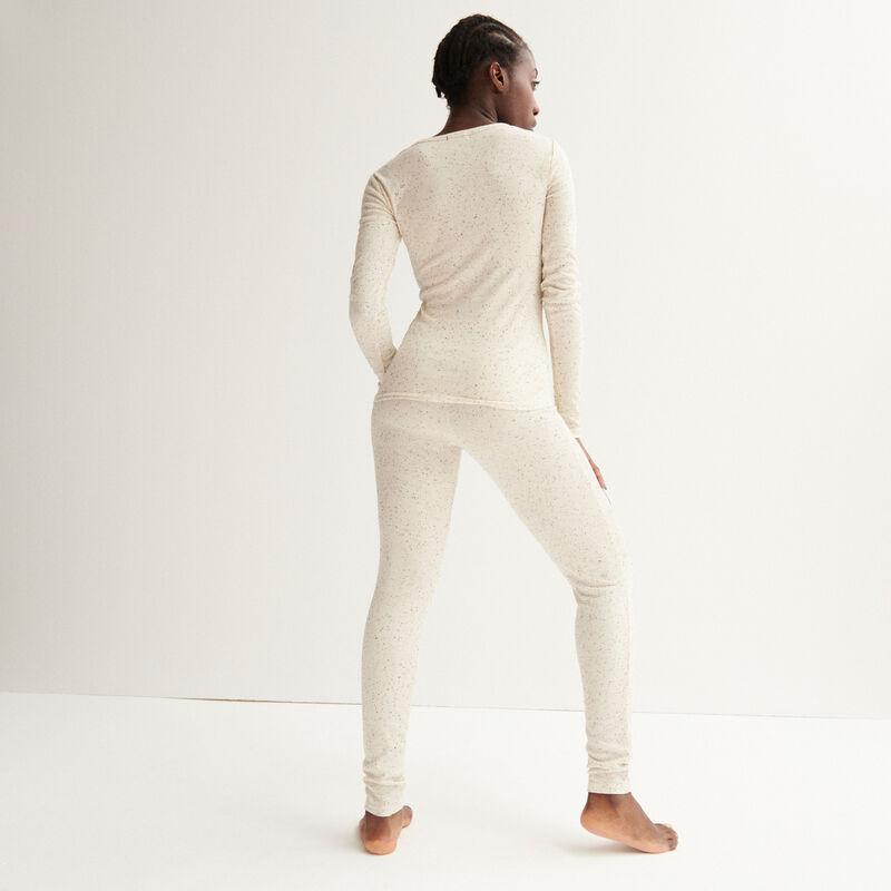legging côtelé tacheté - ecru legging côtelé tacheté - ecru;