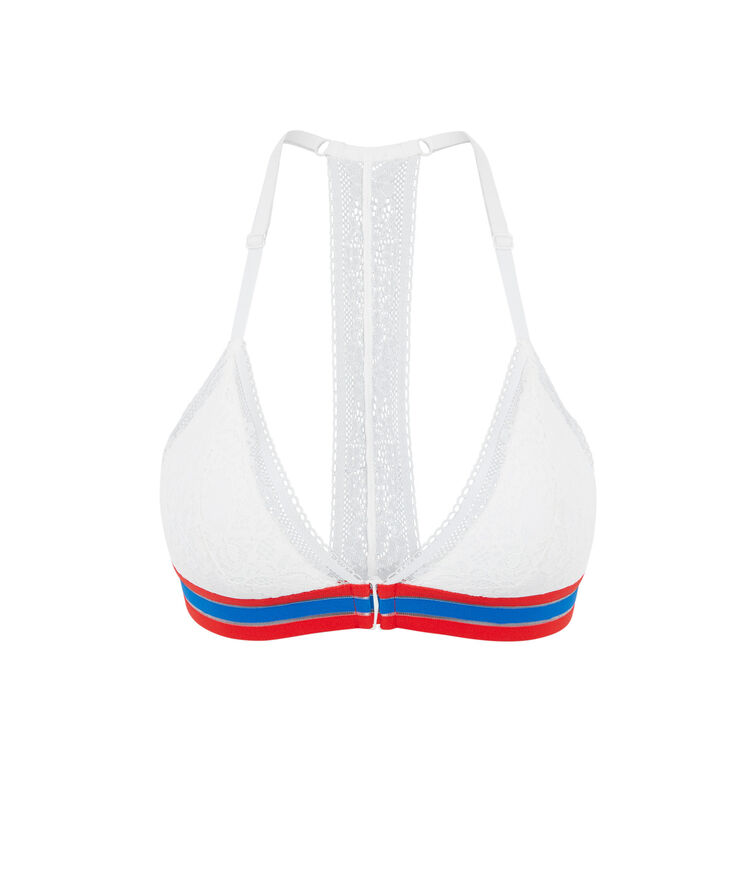 Soutien-gorge triangle dentelle détail bande coolgirliz blanc.