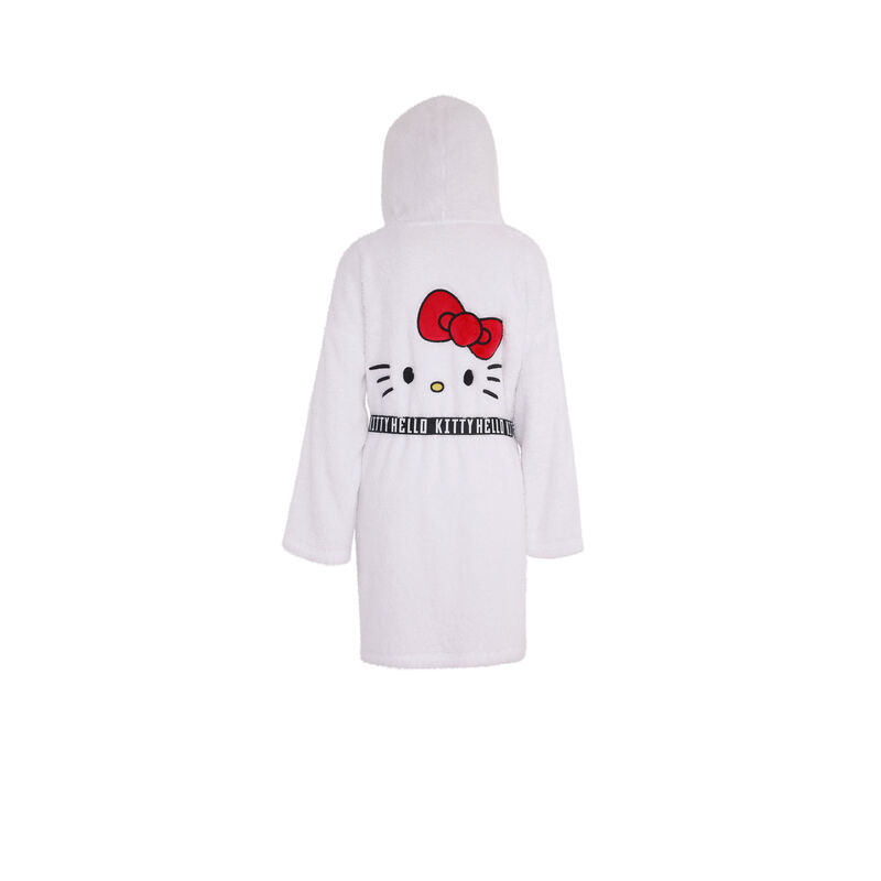 Peignoir polaire broderie hello kitty kittiniz blanc.