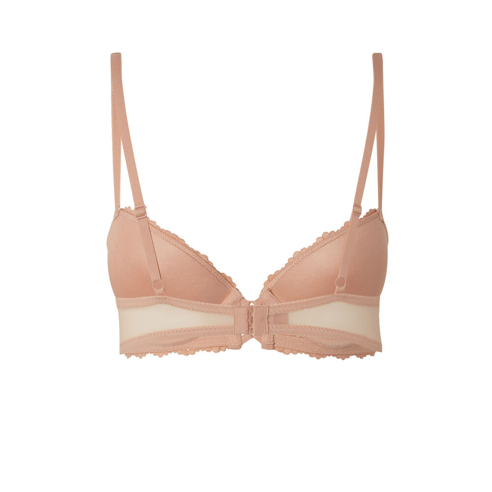 Soutien-gorge push-up en dentelle fleurie - beige nude beige.