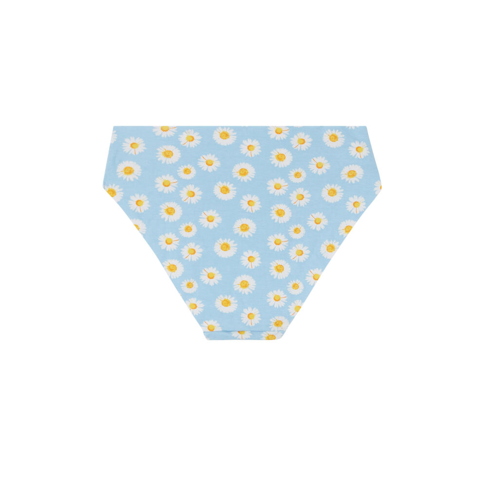 Shorty en coton à motifs paquerettes - bleu clair bleu.