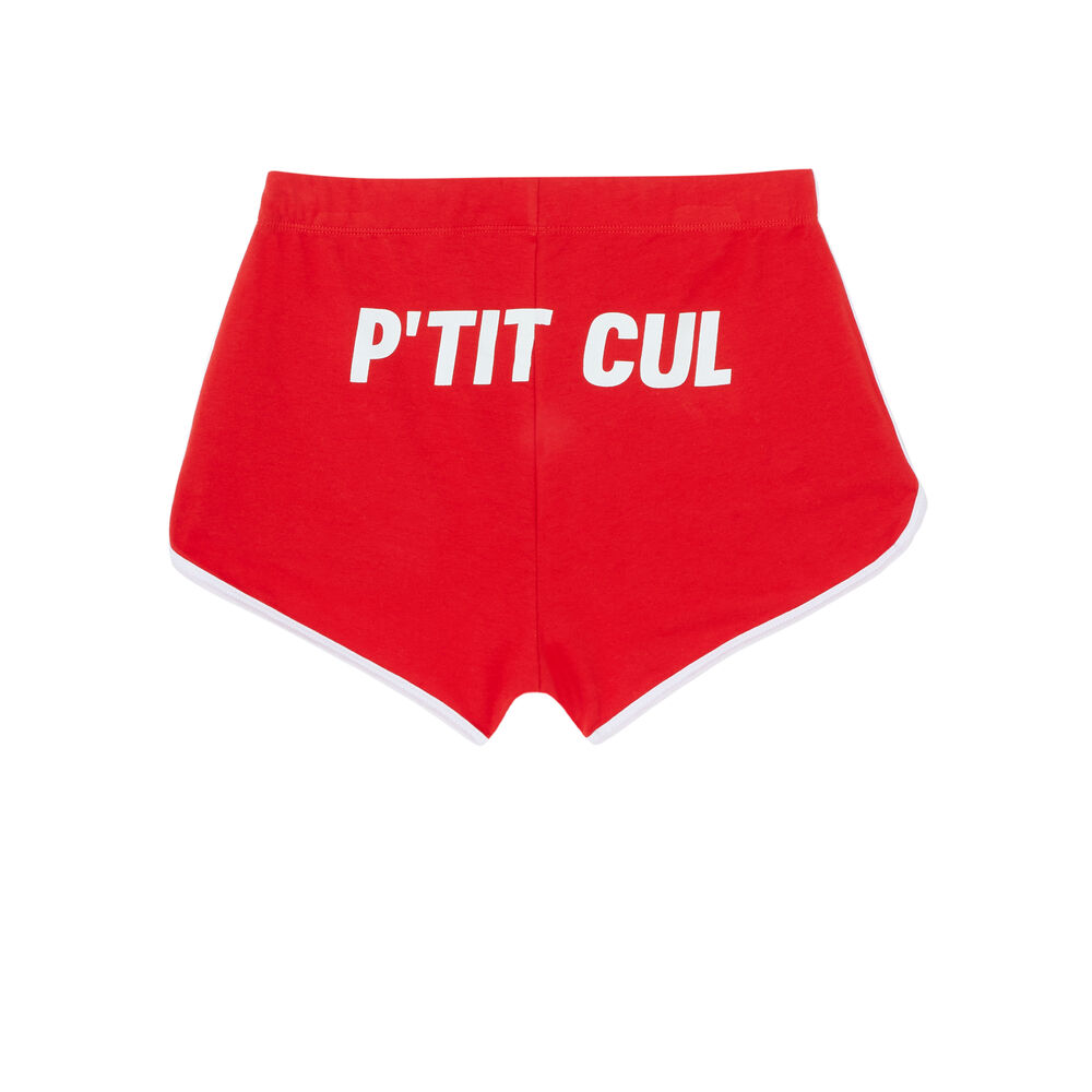 Short à message p'tit cul - rouge rouge.