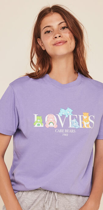 Top &agrave; manches courtes print les bisounours bisloversiz lavande.