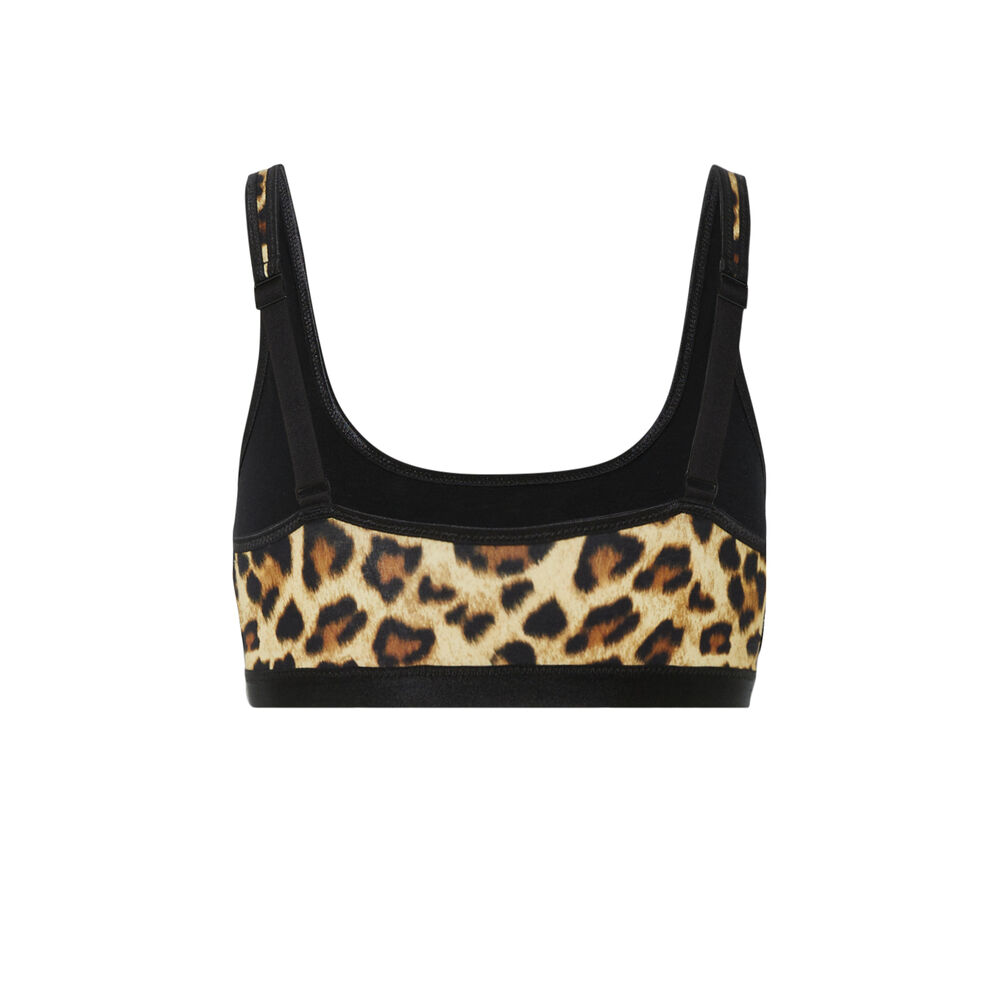 Brassière sans armatures imprimé léopard - noir noir.