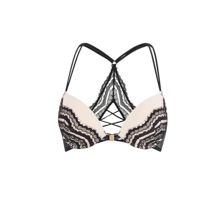 Soutien-gorge push micro/dentelle dos travaillé pushwaviz vanille.