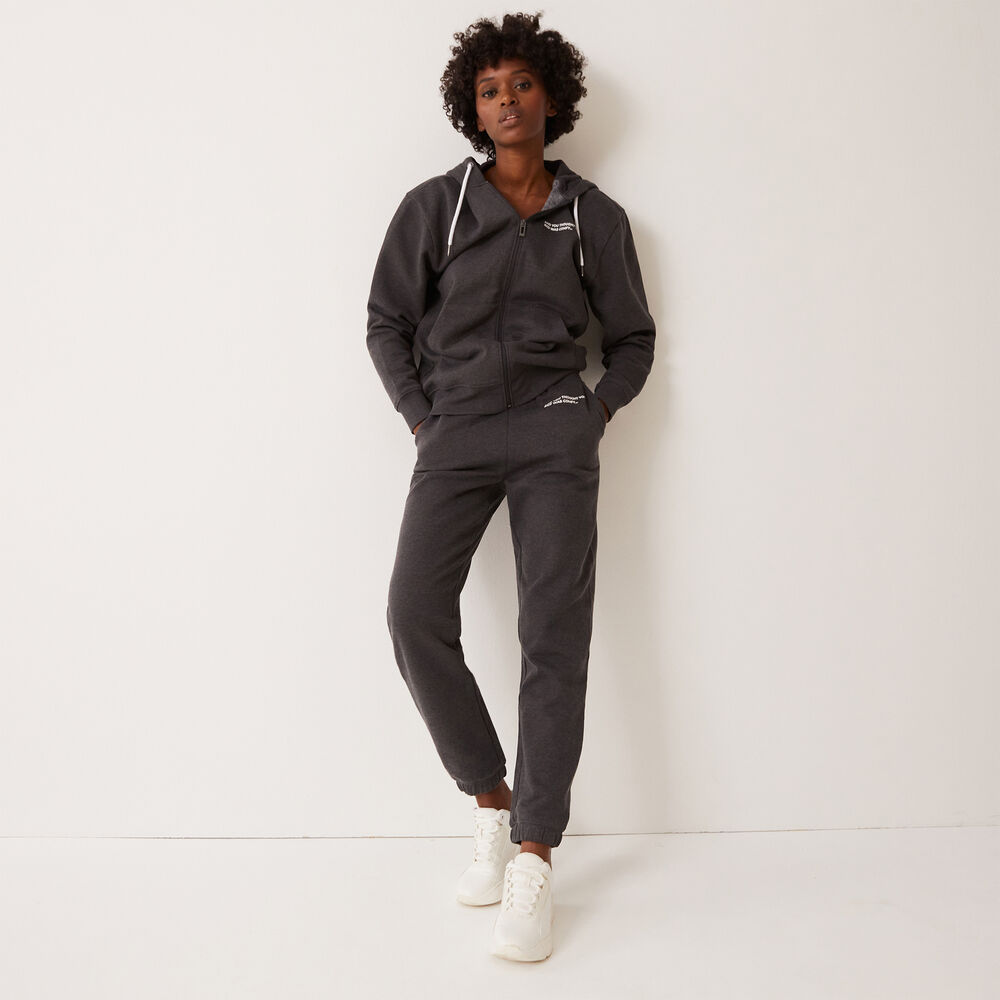 Veste zippée à capuche à message - gris gris.