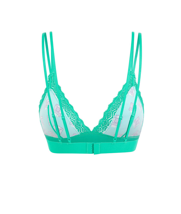 Soutien-gorge triangle sans armatures en mciro polyminiz vert émeraude.