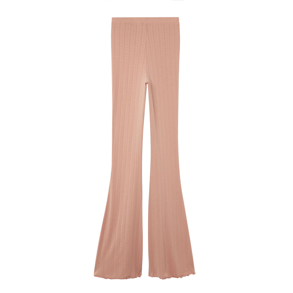 Pantalon flare maille pointelle - beige nude beige.