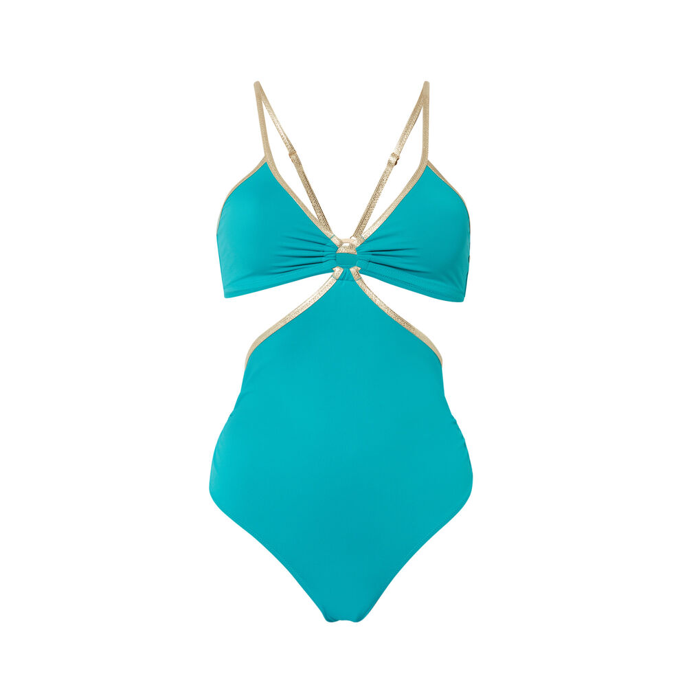 Maillot 1 pièce trikini détail anneau - bleu bleu.