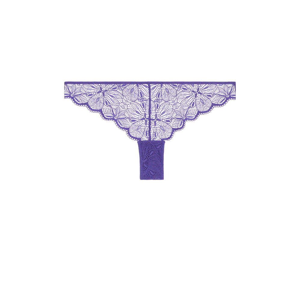 Tanga en dentelle - violet violet.