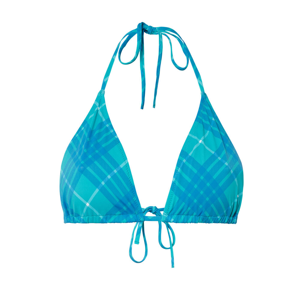 Haut de maillot triangle sans armatures à imprimé carreau - bleu bleu.