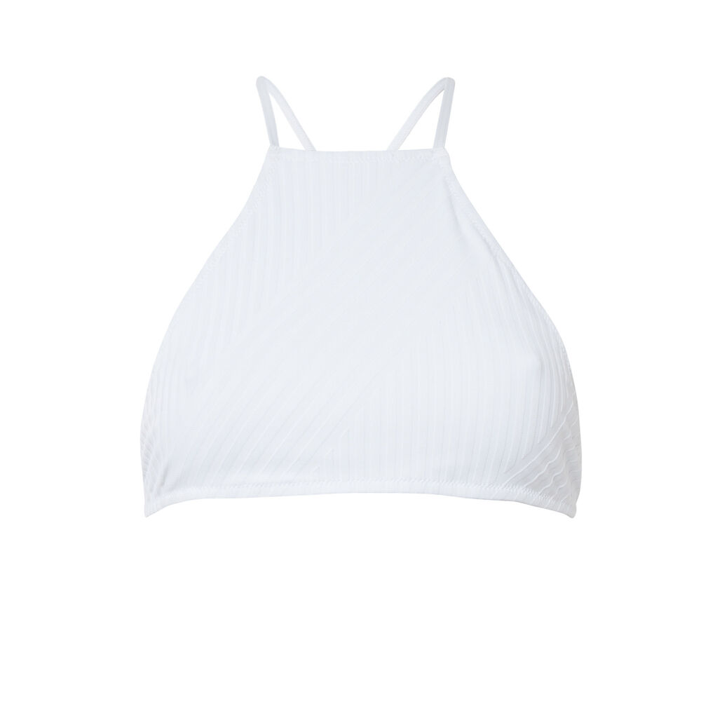 Haut de maillot brassière à motifs texturés - blanc blanc.