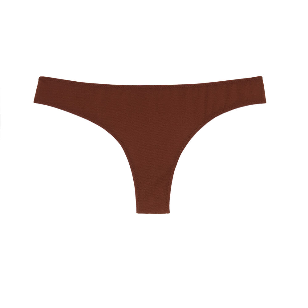 Tanga satiné - marron marron.