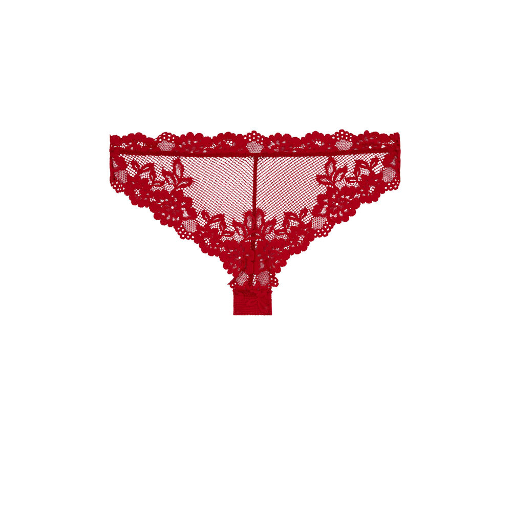 Tanga en dentelle - rouge rouge.