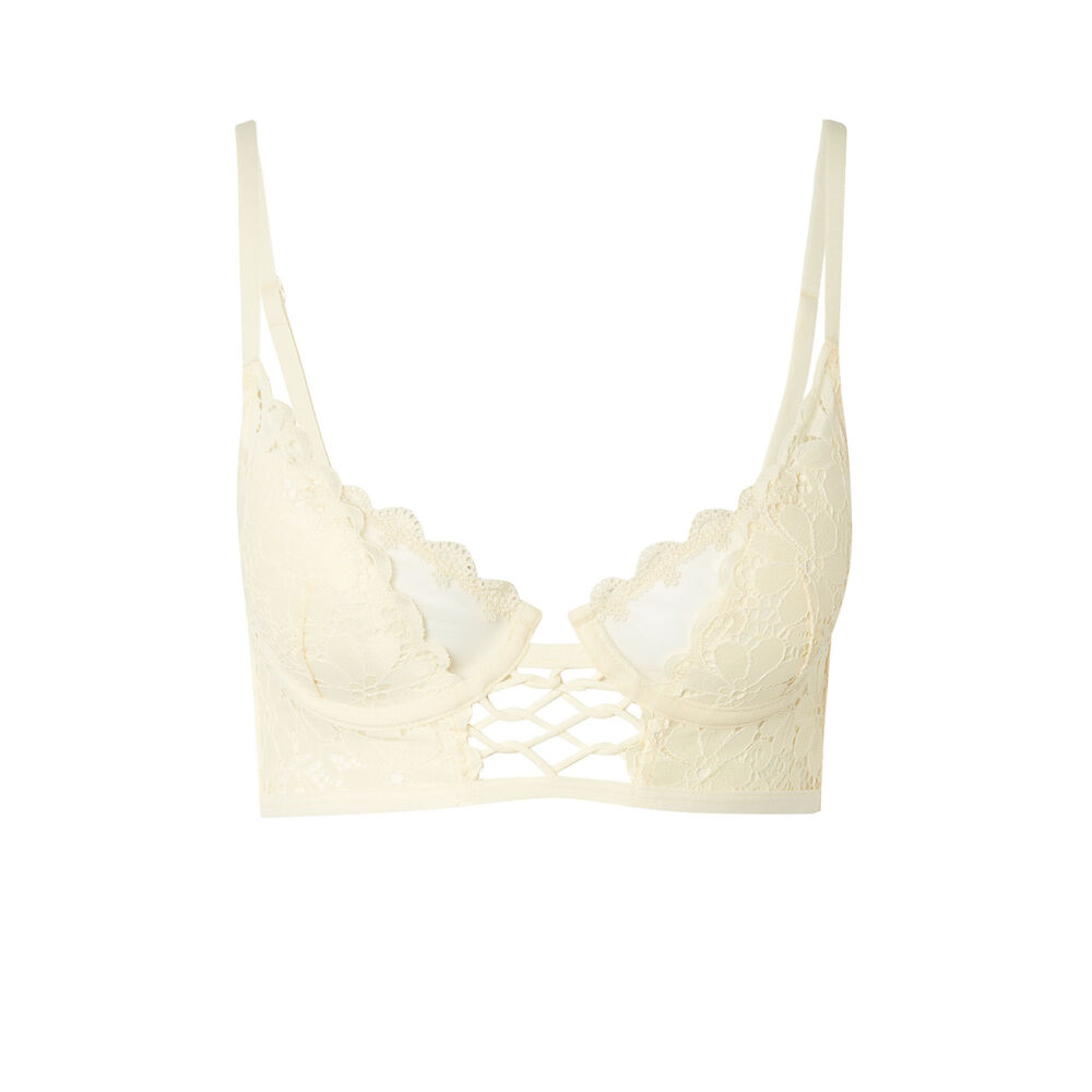 Soutien-gorge ampli dentelle brodée - écru ecru.