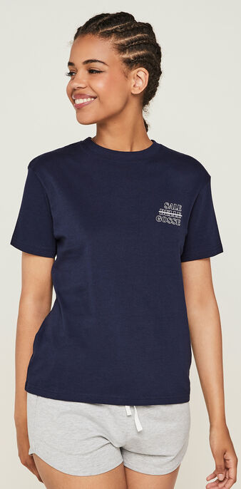 Top a message bellgossiz bleu marine.