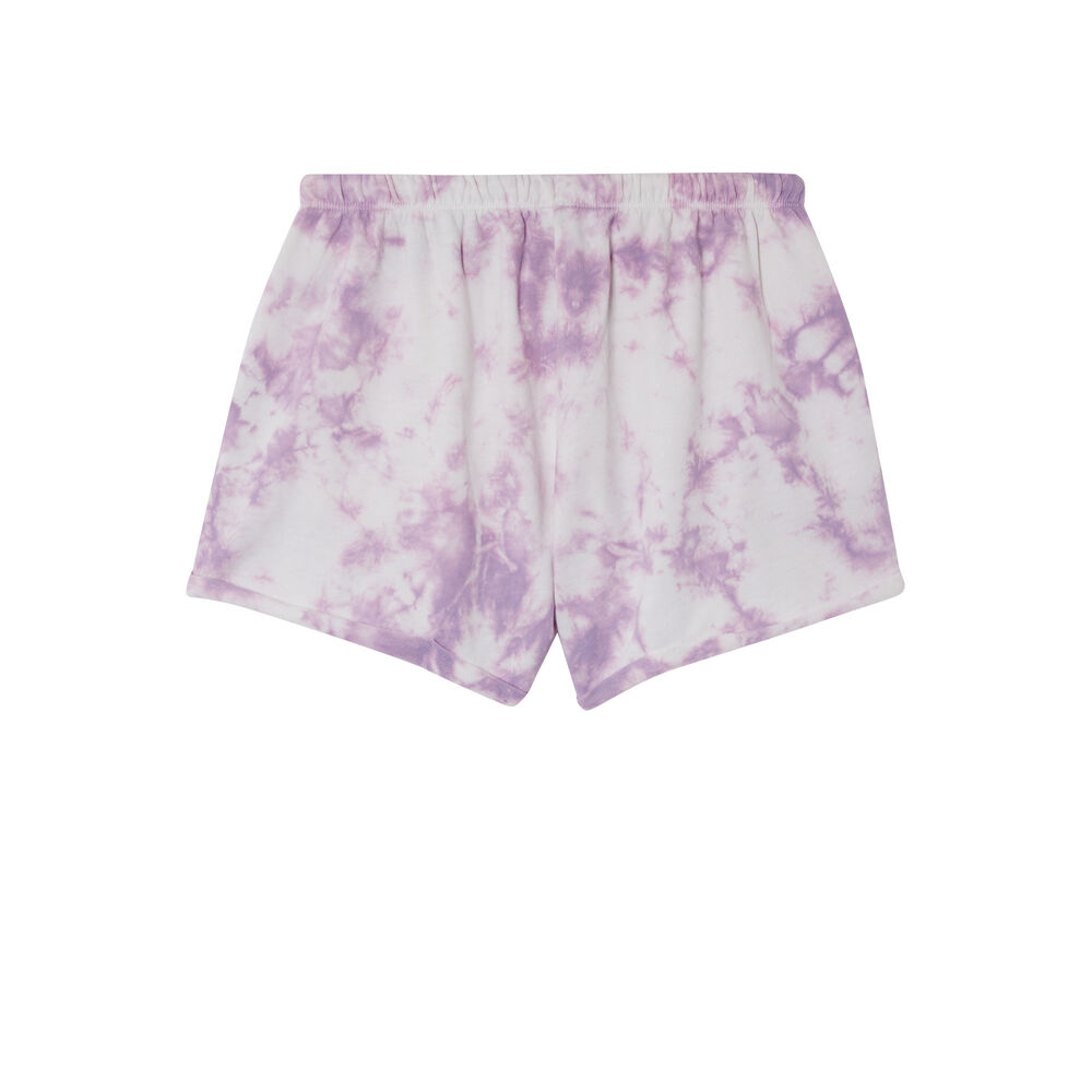 Short effet tie and dye à détail cordon - lilas violet.