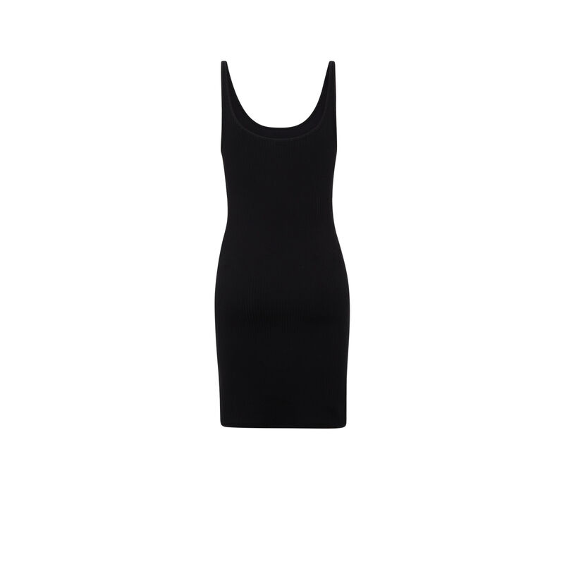 Robe unie forme débardeur - noir Robe unie forme débardeur - noir;