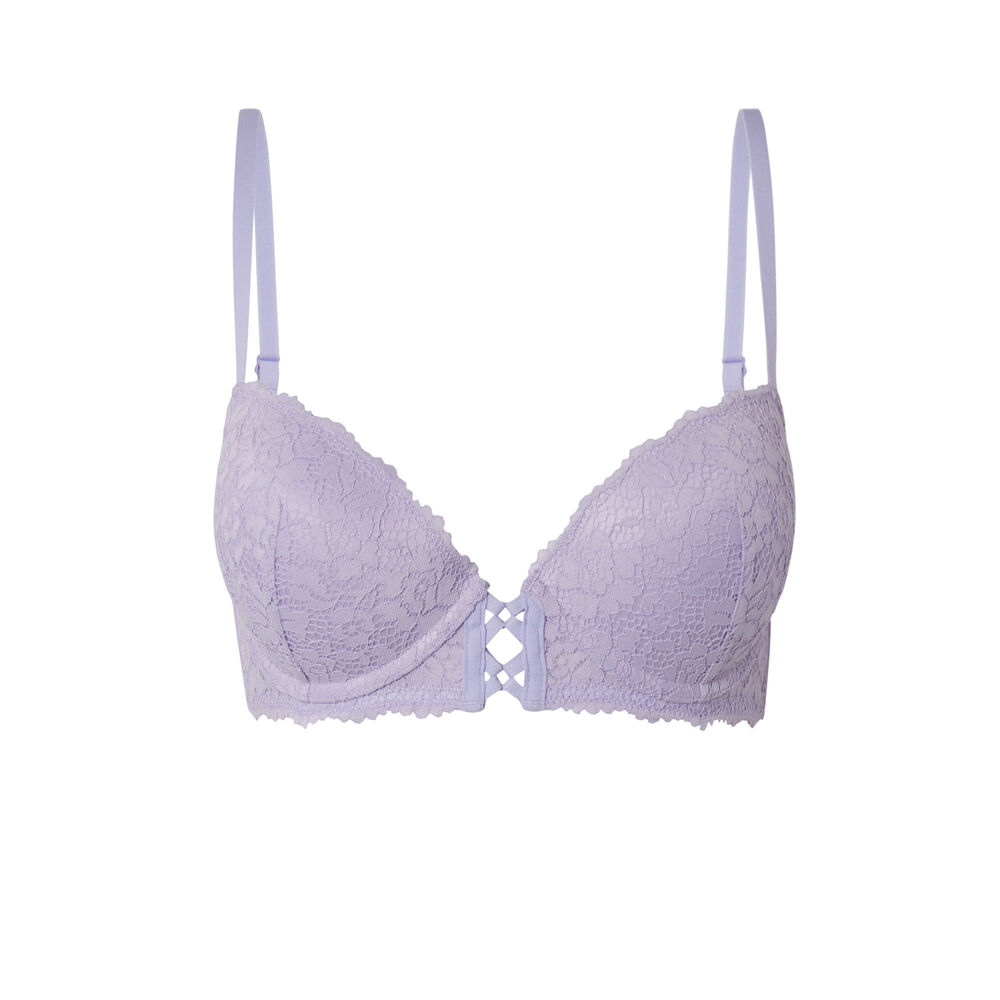 Soutien-gorge push-up en dentelle fleurie - lilas lilas.
