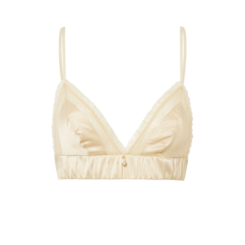 soutien-gorge triangle effet satiné - écru soutien-gorge triangle effet satiné - écru;