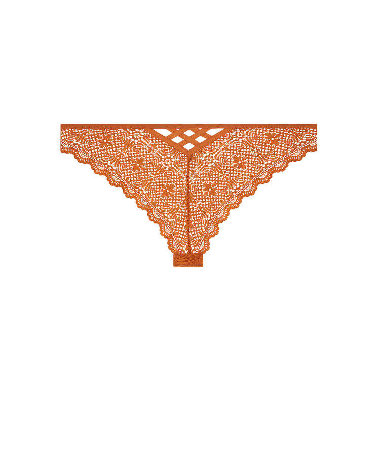 Tanga en dentelle tomaliz camel.