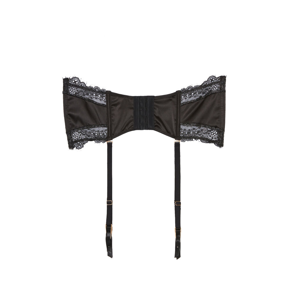 Porte-jarretelle dentelle et laçage - noir noir.